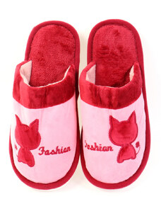 Papuci de casa cu pisicuta rosii Tyta