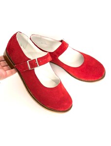 Ingiro Pantofi dama din piele naturala cu bareta Dara Red