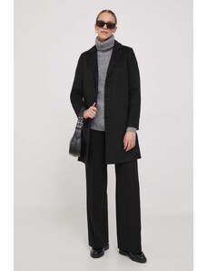 United Colors of Benetton palton de lana culoarea negru, de tranzitie