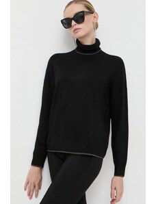 Liu Jo pulover femei, culoarea negru, light, cu turtleneck