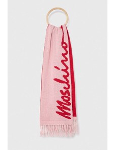 Moschino esarfa de lana culoarea roz, modelator