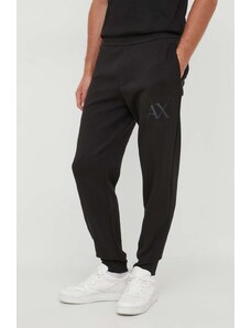 Armani Exchange pantaloni de trening culoarea negru, neted