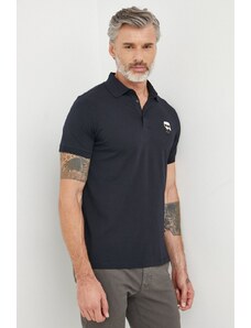 Karl Lagerfeld tricou polo bărbați, culoarea bleumarin, cu imprimeu 500221.745022