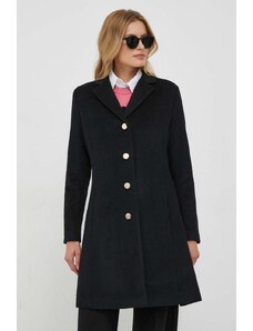 Lauren Ralph Lauren palton de lana culoarea negru, de tranzitie