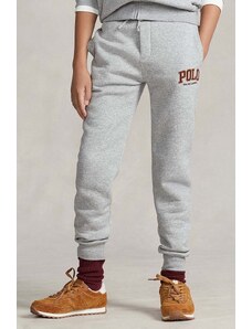 Polo Ralph Lauren pantaloni de trening pentru copii culoarea gri, cu imprimeu