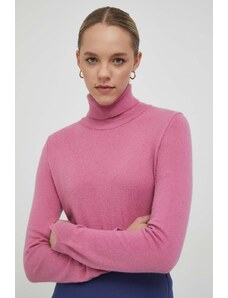 Sisley pulover din amestec de lana femei, culoarea roz, light, cu guler