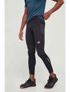 adidas Performance leggins de alergare culoarea negru, neted