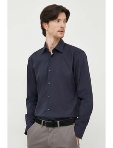 BOSS cămașă bărbați, culoarea bleumarin, cu guler clasic, slim 50469345