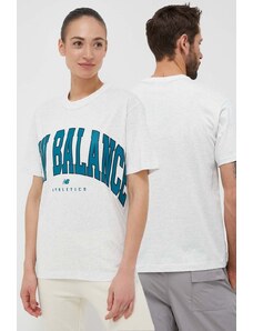 New Balance tricou din bumbac UT31551SAH culoarea gri, cu imprimeu
