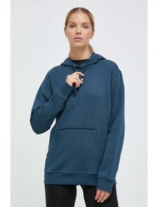 adidas Originals bluza femei, culoarea turcoaz, cu glugă, cu imprimeu