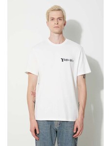KSUBI tricou din bumbac bărbați, culoarea alb, cu imprimeu