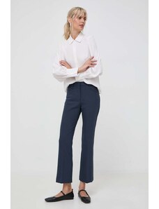 MAX&Co. pantaloni Ortensia femei, culoarea albastru marin, drept, medium waist