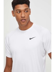 Nike tricou de antrenament culoarea alb, neted