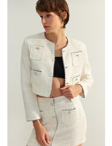 Jachetă Ecru țesută Trendyol Limited Edition