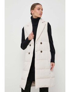 Marella vesta de puf femei, culoarea bej, de iarna