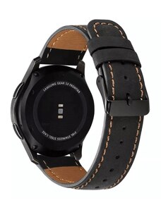 RYB Curea smartwatch din Piele Neagra, 22mm, compatibila cu Huawei Watch sau Samsung Watch