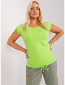 Fashionhunters Light green women's plus size blouse with drawstring