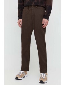 Abercrombie & Fitch pantaloni de bumbac culoarea maro, drept