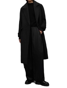 AllSaints palton WO016Z MABEL COAT femei, culoarea negru, de tranzitie, cu doua randuri de nasturi