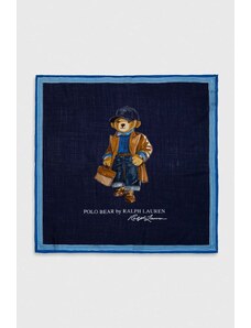 Polo Ralph Lauren fular din lână culoarea bleumarin, cu imprimeu 455931399