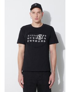 MM6 Maison Margiela tricou din bumbac bărbați, culoarea negru, cu imprimeu, S62GD0165