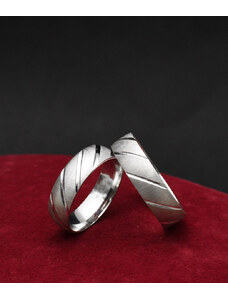 ArgintBoutique Verighete din Argint Pentru El sau Ea, Pentru Casatorie, Pentru Nunta Cu Striati Arg324Z