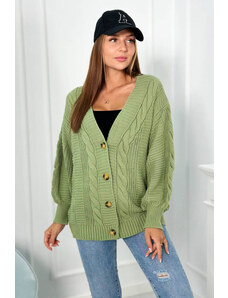 Kesi Button-down sweater with puff sleeves in light khaki
