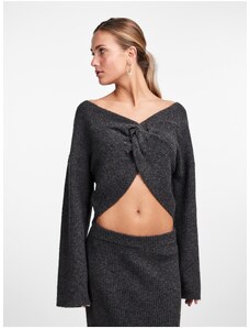Women's Grey Short Sweater with Wool Pieces Juna - Women