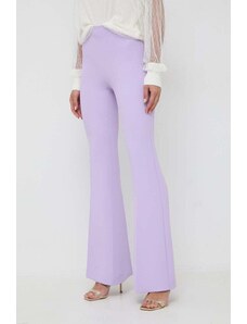Twinset pantaloni femei, culoarea violet, evazati, high waist