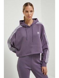 adidas Originals bluza femei, culoarea violet, cu glugă, modelator