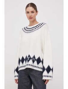 Tommy Hilfiger pulover din amestec de lana femei, culoarea alb, călduros