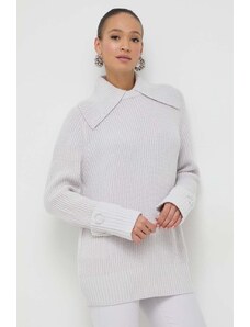 Patrizia Pepe pulover din amestec de lana femei, culoarea gri, călduros