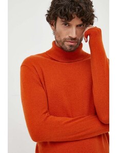 United Colors of Benetton pulover de casmir culoarea portocaliu, light, cu guler