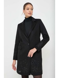 Twinset palton de lana culoarea negru, de tranzitie, desfacut