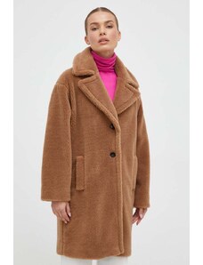 Marella palton din lana culoarea maro, de tranzitie, oversize