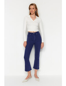 Trendyol bleumarin bleumarin cu talie înaltă crop flare Jeans