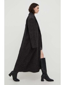 Herskind palton de lana culoarea gri, de tranzitie, oversize