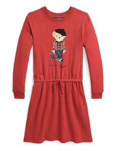 Polo Ralph Lauren rochie fete culoarea rosu, mini, evazati
