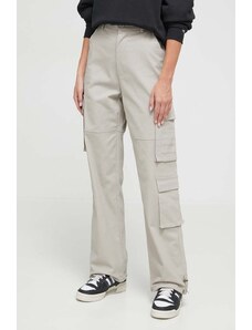 Sixth June pantaloni femei, culoarea bej, fason cargo, high waist