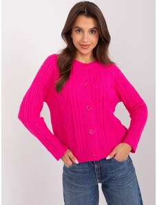 Fashionhunters Fuchsia women's cardigan with cables