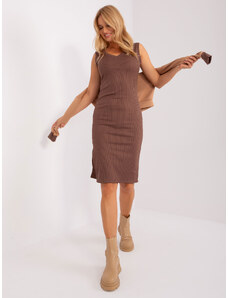Fashionhunters Camel and brown casual set with RUE PARIS dress