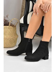 Fox Shoes Women's Black/Black Suede Short Heeled Boots