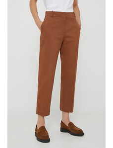 Tommy Hilfiger pantaloni femei, culoarea maro, drept, high waist