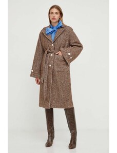 Custommade palton din lana culoarea maro, de tranzitie, oversize