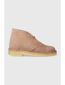 Clarks Originals pantofi de piele întoarsă Desert Boot femei, culoarea bej, cu toc plat, 26173214
