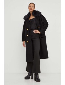 Elisabetta Franchi palton de lana culoarea negru, de tranzitie, oversize