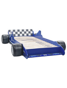 OrlandoKids Pat pentru copii masina de curse, albastru, 90 x 200 cm