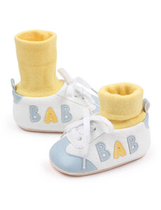 SuperBebeShop Tenisi cu ciorapel galben si insertii bleu - Baby