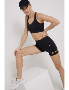 P.E Nation pantaloni scurți de antrenament femei, culoarea negru, cu imprimeu, high waist
