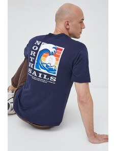 North Sails tricou din bumbac culoarea albastru marin, cu imprimeu